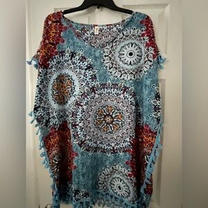 Bohemian Mandala Print Women's Bathing Suit Coverup/Top